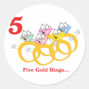 12 days five gold rings classic round sticker