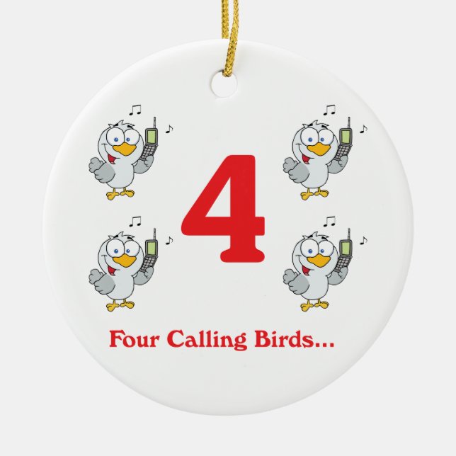 12 days four calling birds ceramic ornament (Front)