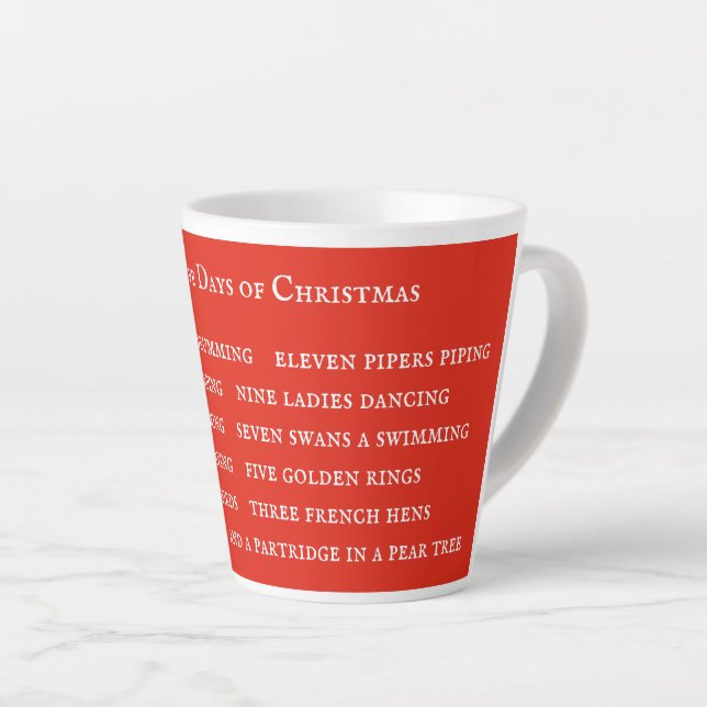 12 DAYS LYRICS Latte Mug / Red (Right Angle)