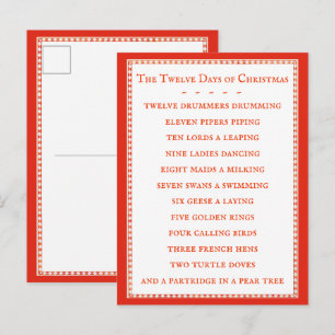 12 DAYS LYRICS Postcard