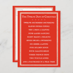 12 DAYS LYRICS Postcard / Red
