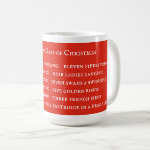 12 DAYS LYRICS Tall White Mug / Red