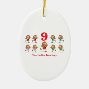 12 days nine ladies dancing ceramic ornament