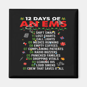 12 Days Of An Ems Emt Icu Nurse Christmas Xmas Fun Magnet