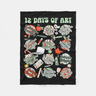 12 Days Of Art Teacher Christmas Artists Painter E Fleece Blanket