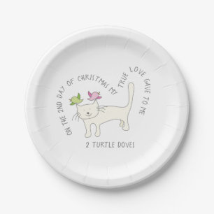 12 Days of Catmas 2 Turtle Doves Christmas Paper Plate