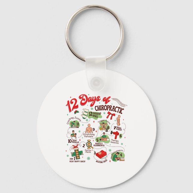 12 Days Of Chiropractic Christmas Chiropractor  Key Ring (Front)