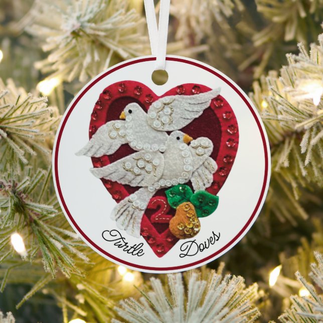 12 Days of Christmas 2 Turtle Doves Custom NAME Me Metal Tree Decoration (Insitu)