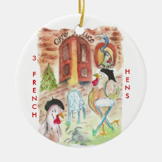 12 Days of Christmas 3 French Hens Ceramic Tree Decoration