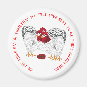12 Days of Christmas 3 French Hens Magnet