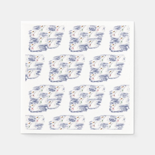 12 Days of Christmas 7 Swans A-Swimming Napkin (Front)