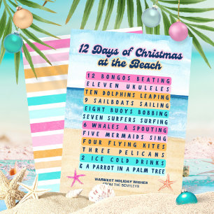 12 Days of Christmas at the Beach Retro Tropical Holiday Card