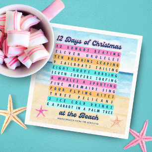 12 Days of Christmas at the Beach Retro Tropical Napkin