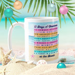 12 Days of Christmas at the Beach Tropical Coffee Mug<br><div class="desc">Swap snowy scenes for beachy dreams with this '12 Days of Christmas at the Beach' mug. Each mug showcases original artwork and lyrics inspired by the iconic Christmas carol, but with a tropical twist. Personalise it to make it a truly special holiday gift, whether for yourself or a loved one....</div>
