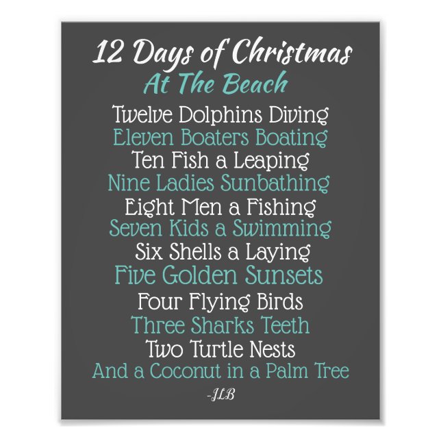 12 Days of Christmas Beach lovers sign (Front)