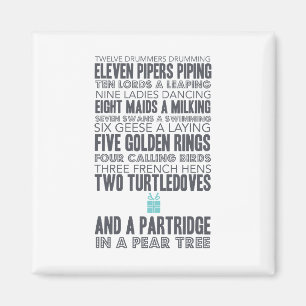 12 Days of Christmas Blue Magnet