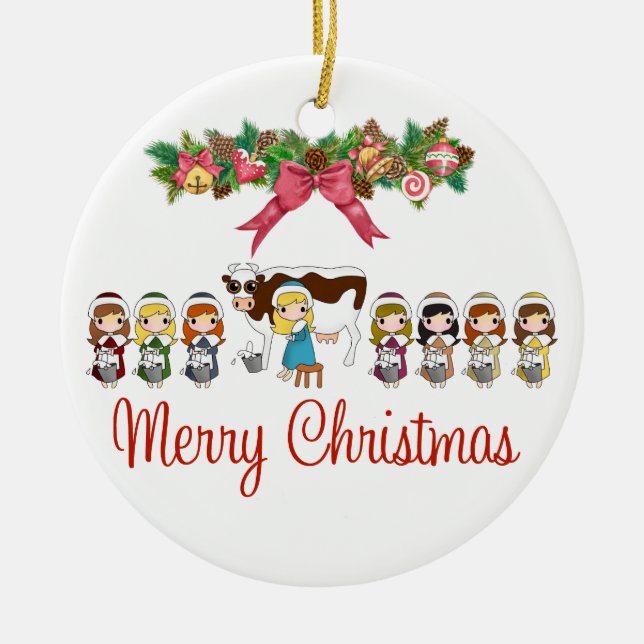 12 Days of Christmas Ceramic Ornament (Front)