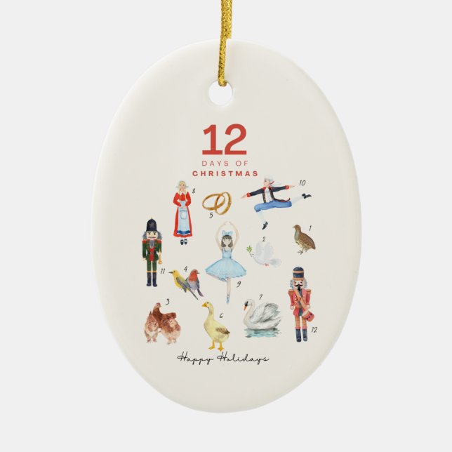 12 DAYS OF CHRISTMAS  CERAMIC ORNAMENT (Front)