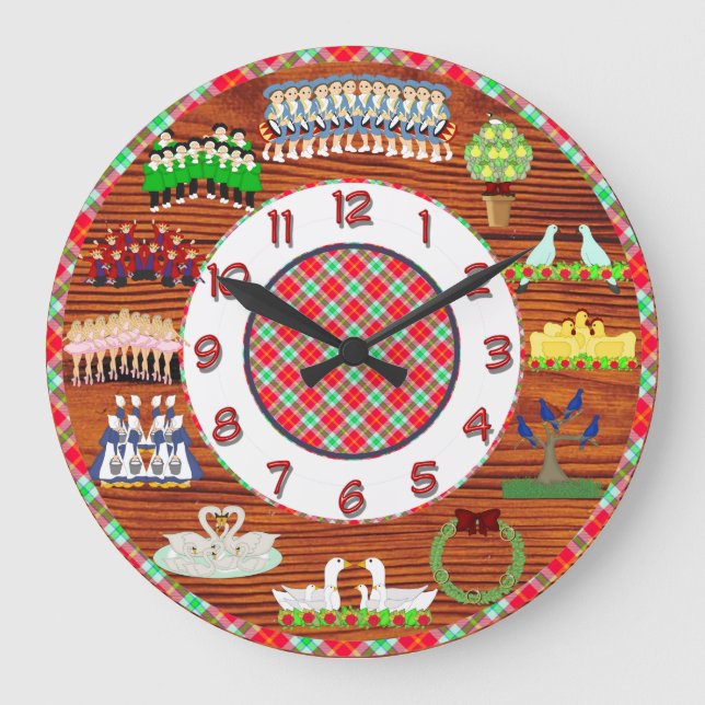 12 days of christmas clock wood and plaid (Front)