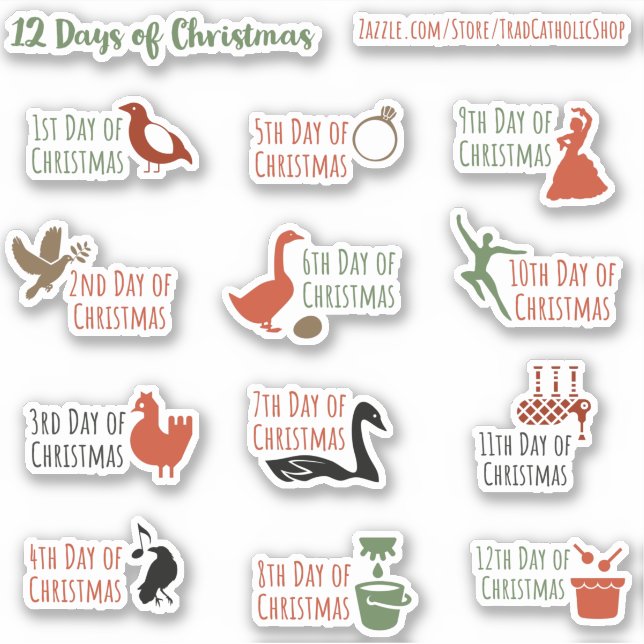 12 Days of Christmas Cute Planner Journal Stickers (Front)