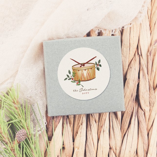 12 Days Of Christmas Drum Classic Round Sticker (Creator Uploaded)