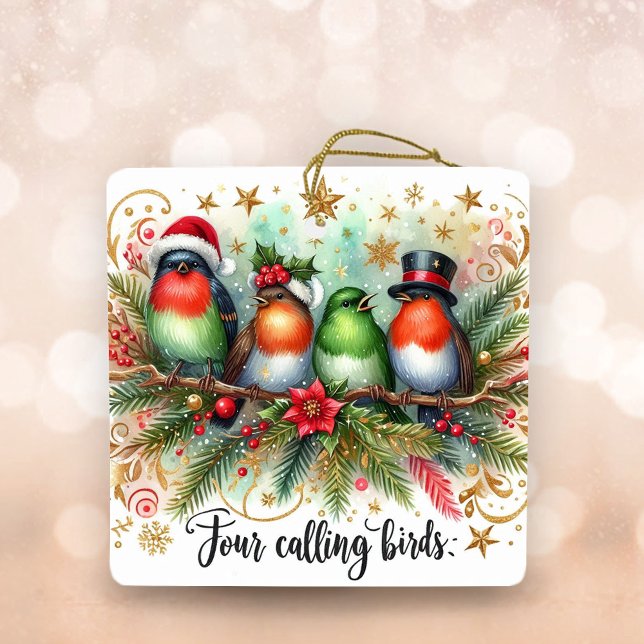 12 Days of Christmas Four Calling Birds Ceramic Ornament (Creator Uploaded)