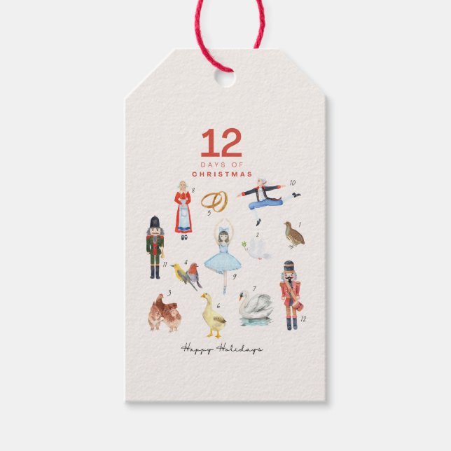 12 DAYS OF CHRISTMAS  GIFT TAGS (Front)