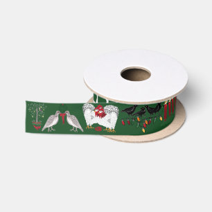 12 Days of Christmas Holiday Green Satin Ribbon