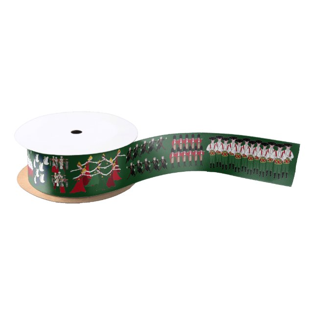 12 Days of Christmas Holiday Green Satin Ribbon (Spool)