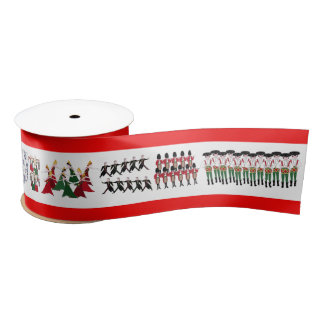 12 Days of Christmas Holiday in Red Satin Ribbon
