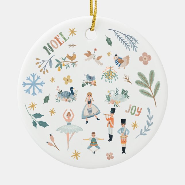 12 Days of Christmas Holiday Traditional Family Ceramic Ornament (Front)