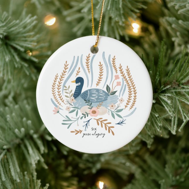 12 Days of Christmas Holiday Traditional Goose Ceramic Ornament (Tree)