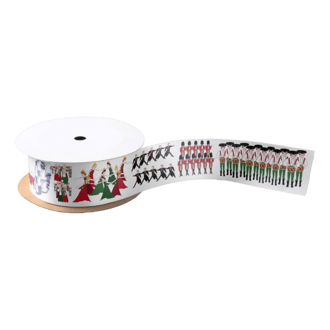 12 Days of Christmas Holiday white Satin Ribbon (Spool)