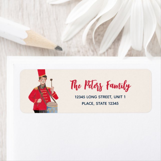 12 Days of Christmas Illustration twelve drummers Return Address Label (Insitu)