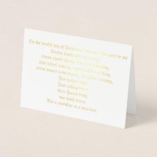 12 Days of Christmas Lyrics Foil Christmas Card