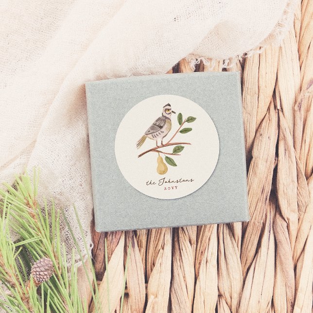 12 Days Of Christmas Partridge In A Pear Tree Classic Round Sticker (Creator Uploaded)