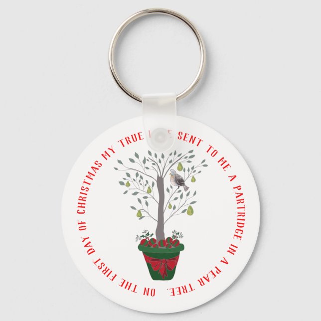 12 Days of Christmas Partridge in a Pear Tree Key Ring (Front)