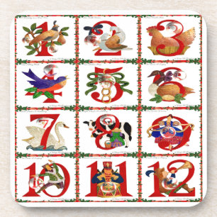 12 Days Of Christmas Quilt Print Gifts Coaster