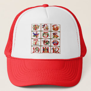 12 Days Of Christmas Quilt Print Gifts Trucker Hat