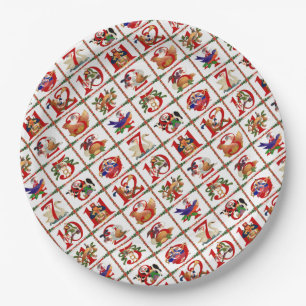 12 Days Of Christmas Quilt Print Paper Napkins Plate