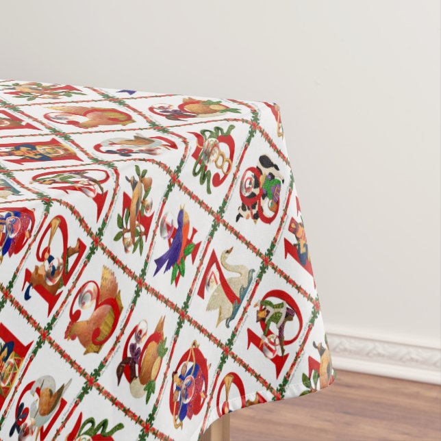 12 Days of Christmas Quilt Print Tablecloth (In Situ)