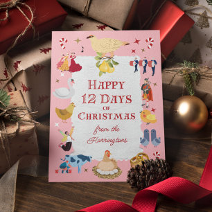 12 Days of Christmas Retro Mid-Century Traditional Holiday Card