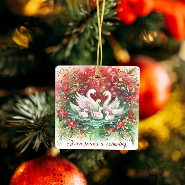 12 Days of Christmas Seven Swans a Swimming Ceramic Ornament (Creator Uploaded)