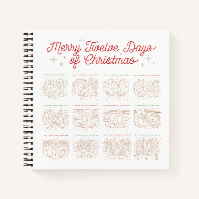 12 Days of Christmas Sq Sketchbook Notebook (Front)