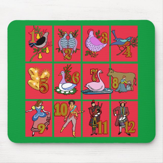12 Days of Christmas T-shirts, Apparel, Gifts Mouse Pad (Front)