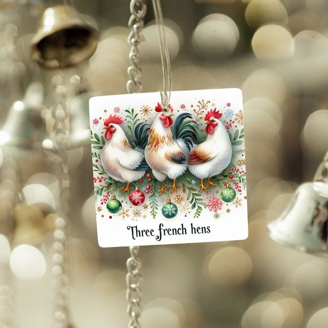12 Days of Christmas Three French Hens Ceramic Ornament (Creator Uploaded)