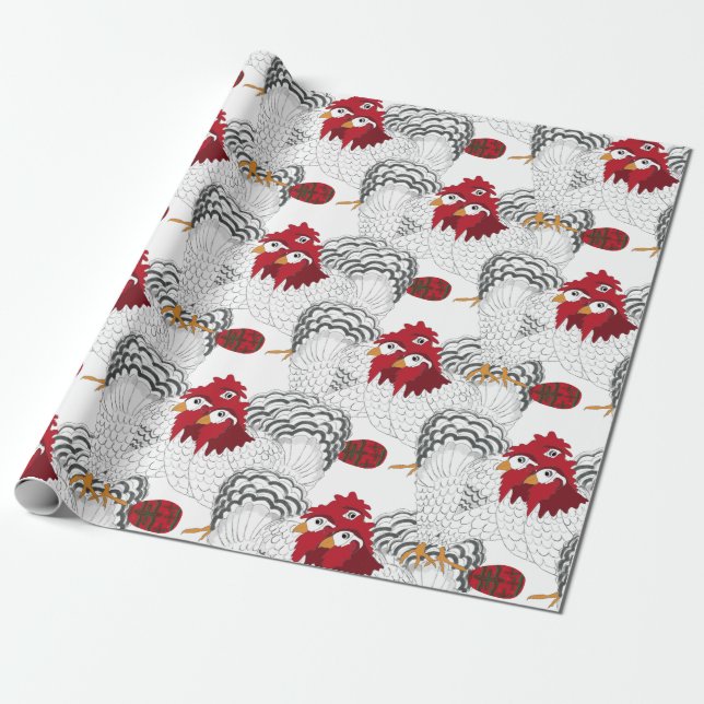 12 Days of Christmas Three French Hens Wrapping Paper (Unrolled)