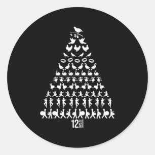 12 Days Of Christmas Tree Clic Holiday Christmas C Classic Round Sticker