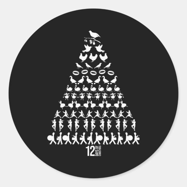 12 Days Of Christmas Tree Clic Holiday Christmas C Classic Round Sticker (Front)
