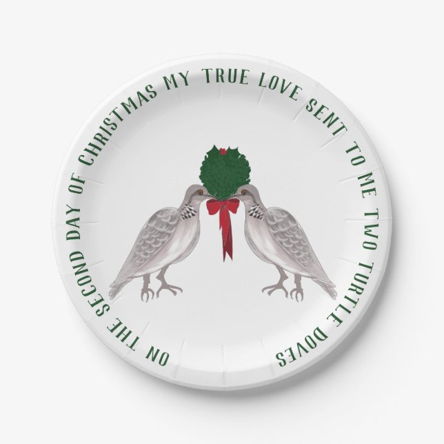 12 Days of Christmas Two Turtle Doves Paper Plate (Front)